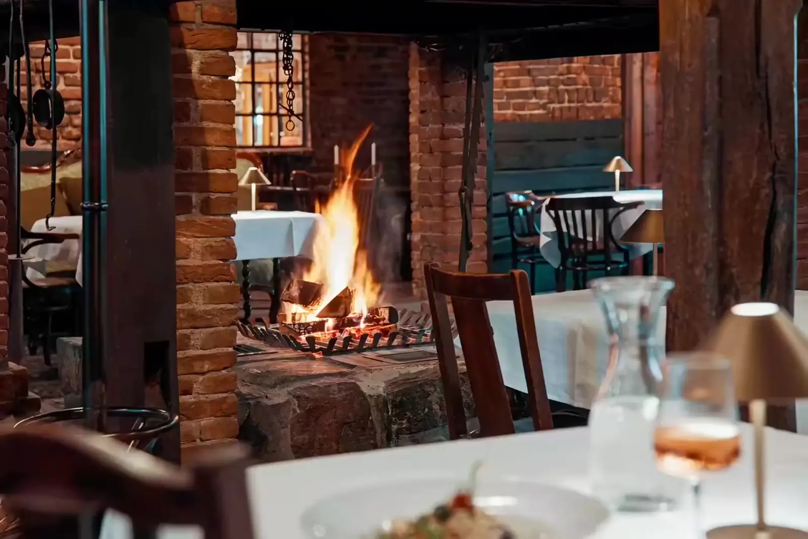 Offener Kamin im Restaurant Hof Bissee